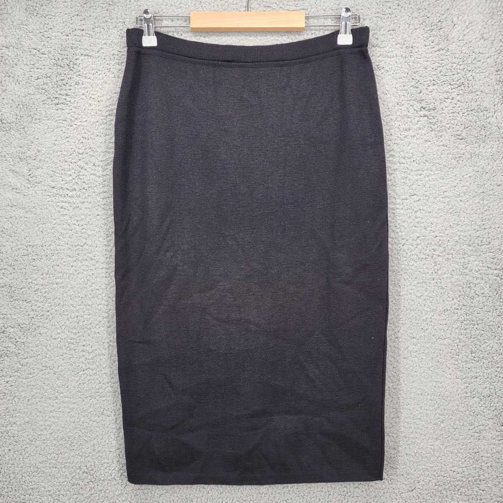 Vintage Fendi Roma Made in Italy Medium Pencil Skirt Black Sweater‎ Knit Midi